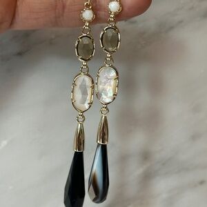 Kendra Scott Ombre White, Beige, Ivory and Black Mother of Pearl Drop Earrings